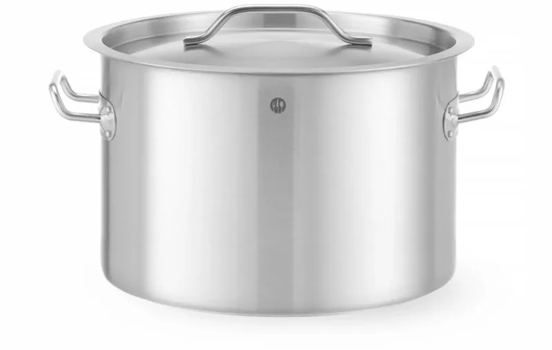 Kookpan met deksel - roestvast staal met aluminium sandwichbodem - 35x24 cm - 23 liter - inductie en alle warmtebronnen - horeca by Hendi in Silver – product photo