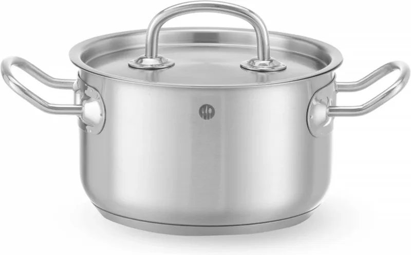 Kookpan middel – met deksel – sandwichbodem – 1,9L – ⌀160mm – koelblijvende handgrepen fra Hendi i Grå – produktbillede