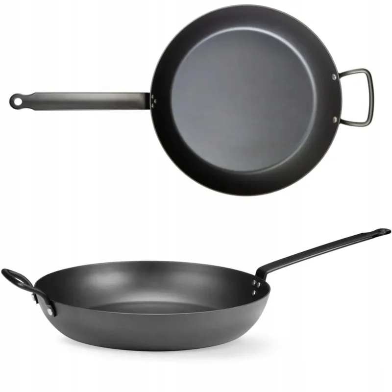 Koolstofstalen Koekenpan 327mm - Geschikt voor Alle Fornuizen by Hendi in Black – product photo