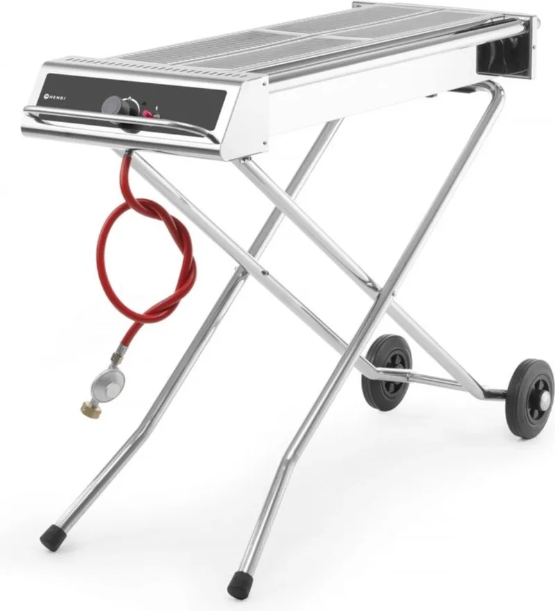 Krachtige roestvrijstalen barbecue – 7,5kW – inklapbaar en verrijdbaar – 1120x410x900 mm de Hendi en Roestvrijstaal – photo produit