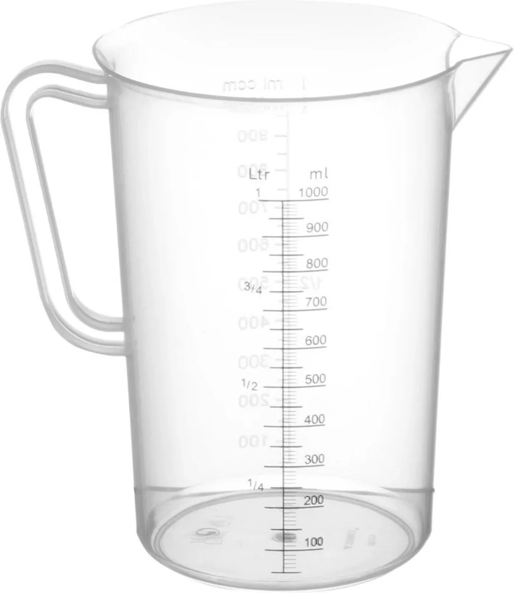 Maatbeker polypropyleen – 1 liter – met schaalverdeling – vaatwasmachinebestendig van Hendi in Transparant – productfoto
