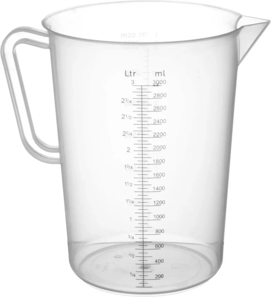 Maatbeker polypropyleen – 3 liter – met schaalverdeling – vaatwasmachinebestendig fra Hendi i Gennemsigtig – produktbillede