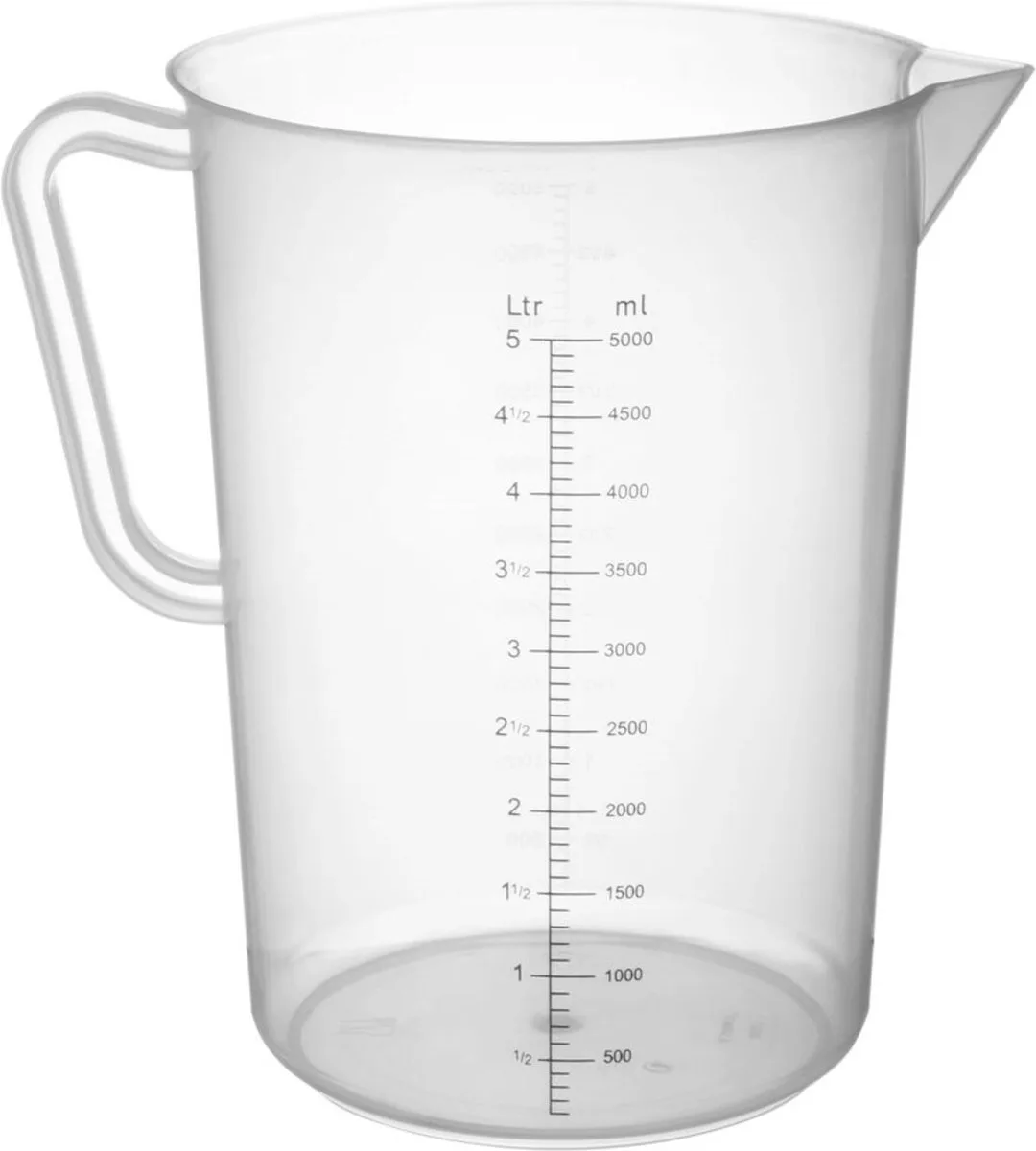Maatbeker polypropyleen – 5 liter – met schaalverdeling – vaatwasmachinebestendig van Hendi in Transparant – productfoto