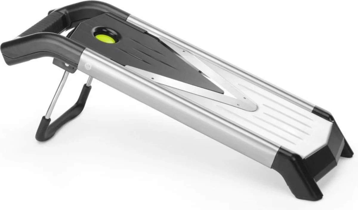 Multifunctionele mandoline – V-vormig blad – Verstelbare snijdikte – Inclusief julienne pads van Hendi in Zwart – productfoto