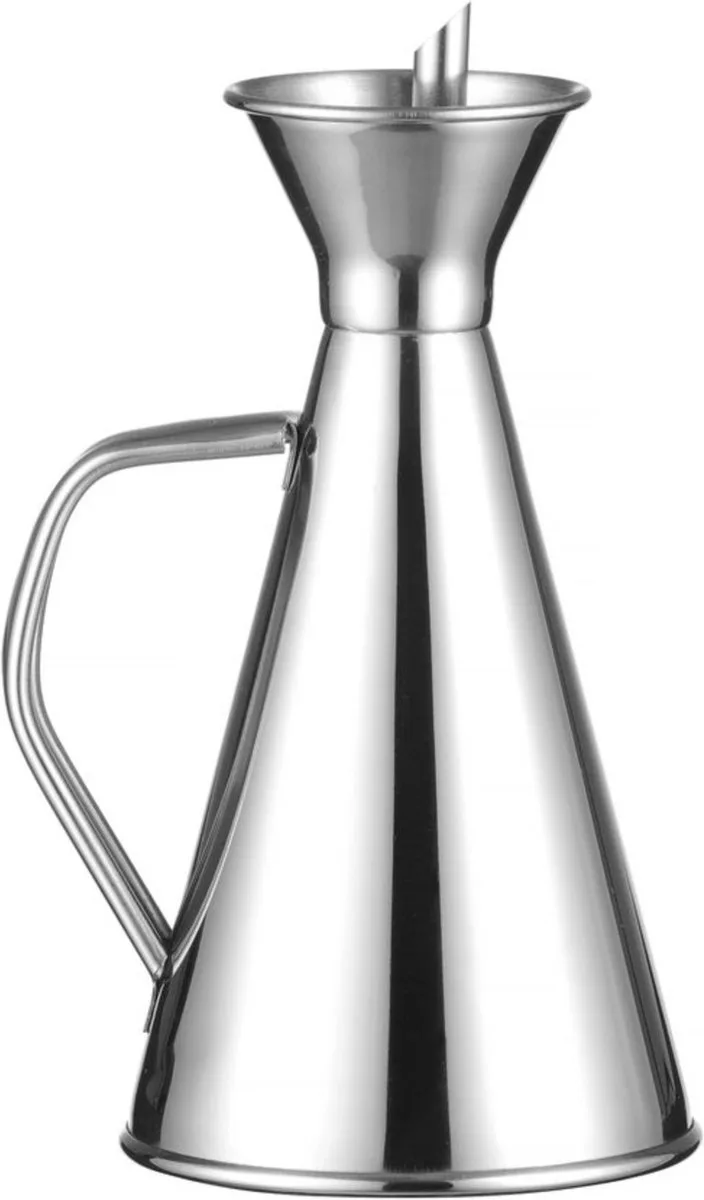 Olijfoliedispenser – Roestvast staal – Conische vorm – 0,25L – Met schenktuit van Hendi in Grijs – productfoto