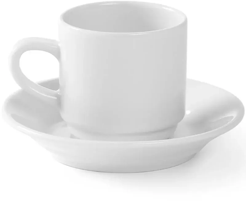 Optima - Witte Porseleinen Koffiekopjes - 90 ml - Set van 12 - Versterkte Rand de Hendi en Blanc – photo produit