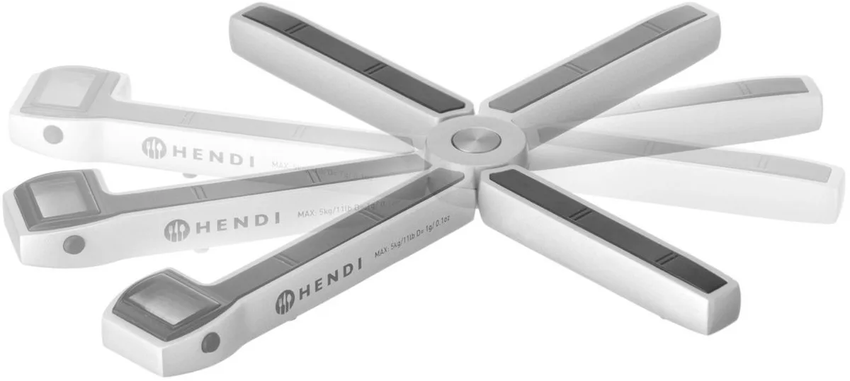 Opvouwbare keukenweegschaal – 5 kg – metaal & ABS – LCD & tarrafunctie – compact ontwerp van Hendi in Rvs – productfoto