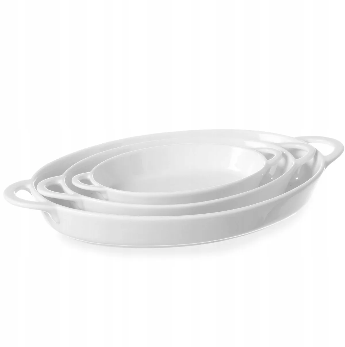 Ovaal Ovenschaaltje van Porselein met Handvatten - 16.5 cm van Hendi in Wit – productfoto