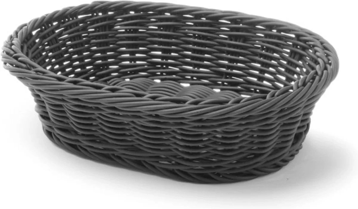 Ovale broodmand – vaatwasmachinebestendig – 250x190x65 mm von Hendi in Schwarz – Produktfoto