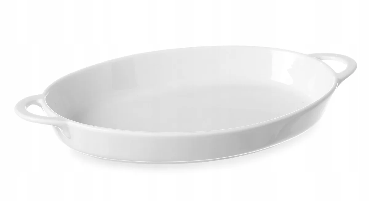 Ovale Porseleinen Ovenschaal met Handvatten 215x140x35mm von Hendi in Weiß – Produktfoto