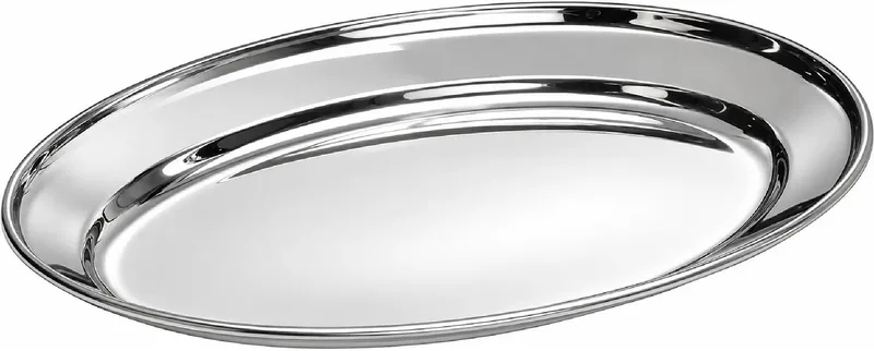 Ovale schotel – roestvast staal – vaatwasserbestendig – 245x170 mm by Hendi in Grey – product photo