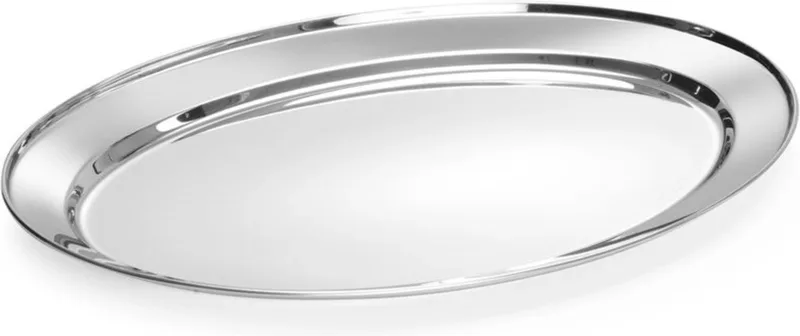 Ovale schotel – roestvrij staal – vaatwasserbestendig – 500x350 mm by Hendi in Grey – product photo
