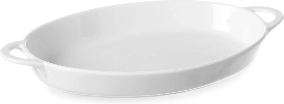 Ovale tapasschaal – porselein – 0,8L – 324x185x38 mm – met handgrepen von Hendi in Weiß – Produktfoto