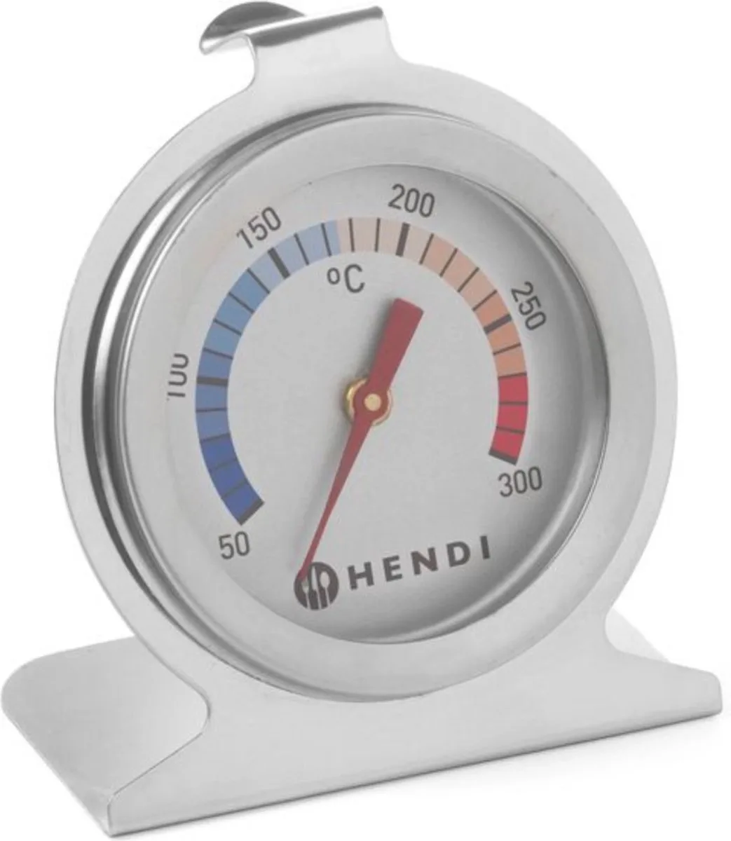 Oventhermometer – Meetbereik 50°C tot 300°C – RVS Behuizing – 60x40x70 mm van Hendi in Zilver – productfoto