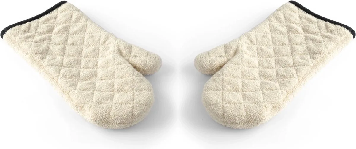 Ovenwanten – katoen – hittebestendig tot 250°C – 35 cm – set van 2 van Hendi in CremeWit – productfoto
