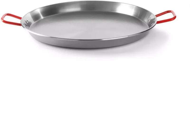 Paellapan 55 cm van koolstofstaal, 60 mm hoog en 1,5 mm dik, met twee handgrepen voor gas, barbecue, open vuur en oven de Hendi en Metaal – photo produit