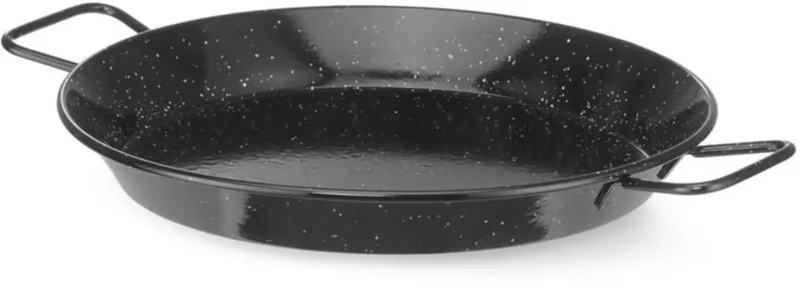 Paellapan - plaatstaal met emaillelaag - 30 cm diameter, 5 cm hoog - met 2 grepen, koken en opdienen - vaatwasserbestendig - voor gas, keramisch en elektrisch by Hendi in White – product photo