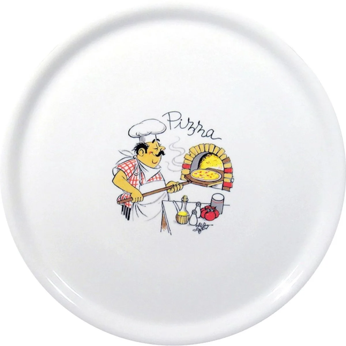 Pizzabord – Traditioneel – Geglazuurd Porselein – Ø 330 mm – Vaatwasmachinebestendig de Hendi en Blanc – photo produit