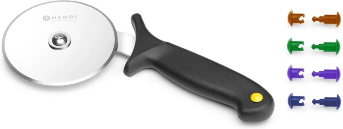 Pizzasnijder – Roestvast staal – Polypropyleen handvat – HACCP-kleurcodering – 230 mm de Hendi en Noir – photo produit