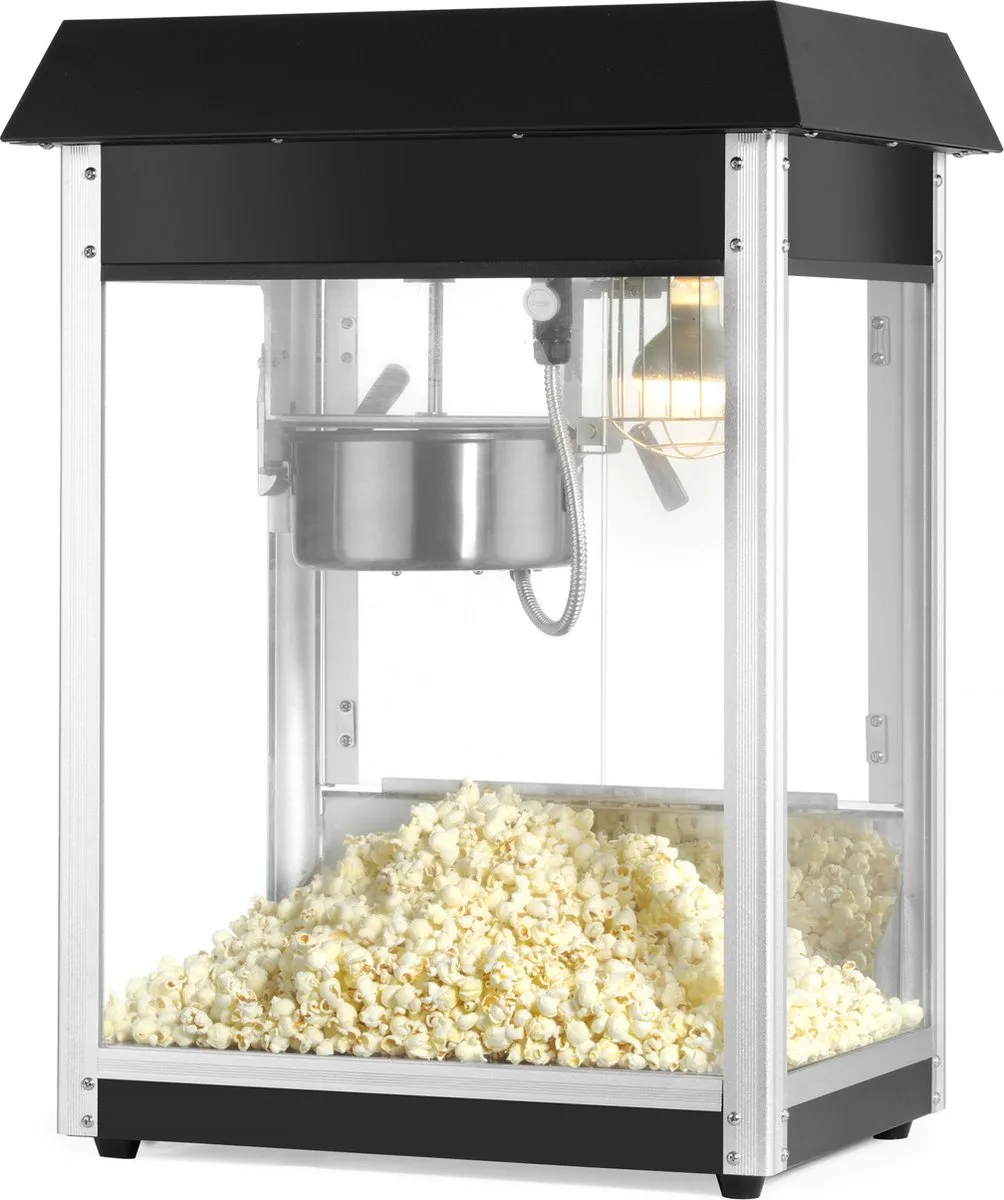 Popcornmachine – gehard glas – 150 g per cyclus – verlichte binnenkant – kruimellade van Hendi in Zwart – productfoto