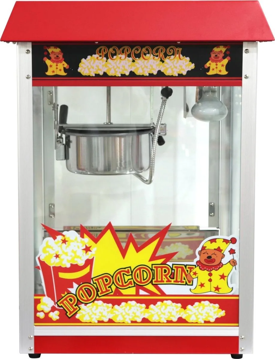 Popcornmachine – gehard glas – aluminiumlegering – 1500W – rood van Hendi in Rvs – productfoto