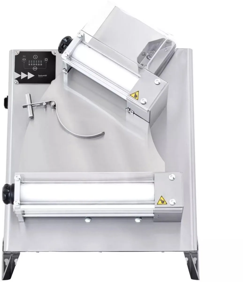 professionele elektrische deegroller - roestvast staal en kunststof - automatische startfunctie - werkbreedte 26-40 cm - zilver - voor pizzadeeg en pasta de Hendi en Blanc – photo produit
