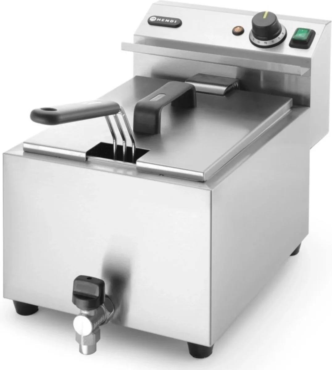 Profi Line friteuse – 8 liter – met aftapkraan – lichtgrijs – 230V/3500W de Hendi en Argent – photo produit