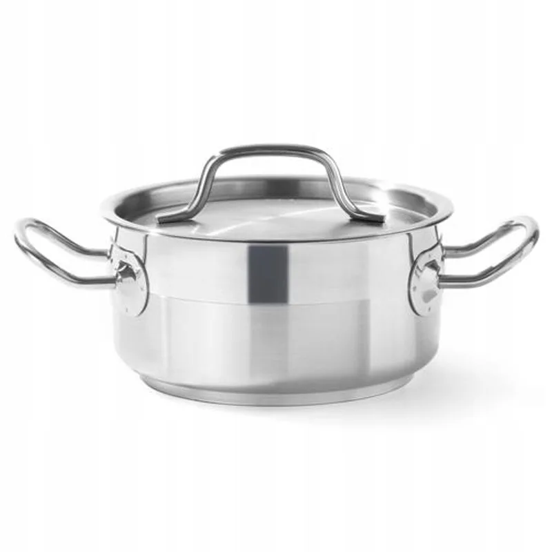 Profi Line Lage Kookpan met Deksel, 2.8L, Inductie von Hendi in Silber – Produktfoto