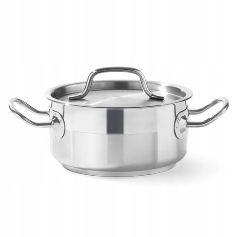 Profi Line Lage Kookpan met Deksel, 4.8L, Inductie by Hendi in Silver – product photo