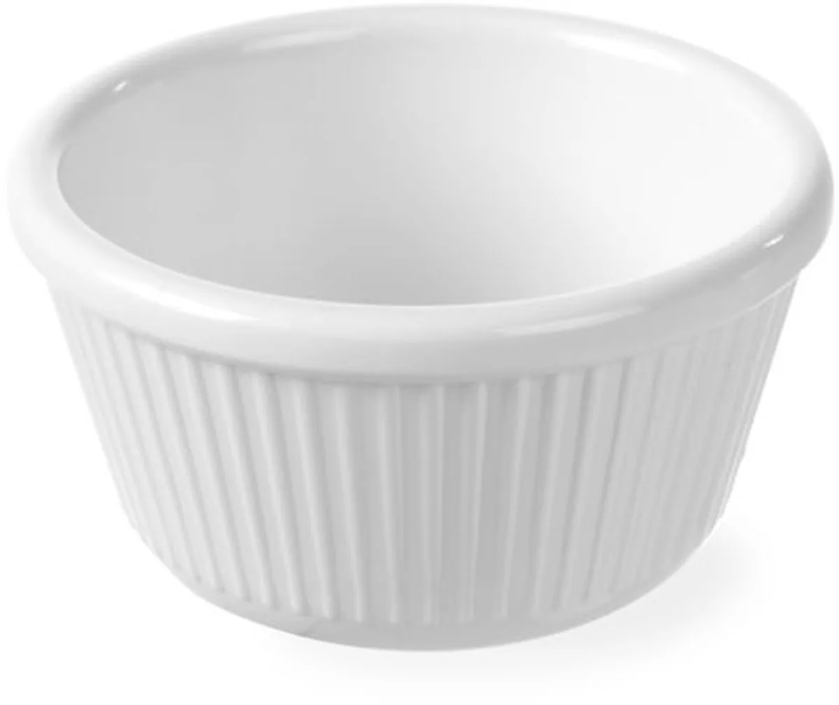Ramekin – 100 ml – Hygiënisch en stootvast – Geribbeld – Vaatwasmachinebestendig van Hendi in Wit – productfoto