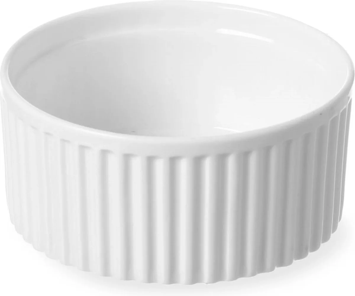 Ramekin – Geribbeld Porselein – Thermo Shock Bestendig – Ø120x55 mm – Helder van Hendi in Wit – productfoto