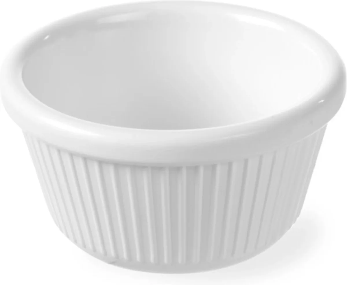 Ramekin – Hygiënisch en stootvast – Geribbeld – 80 ml – Vaatwasmachinebestendig van Hendi in Wit – productfoto