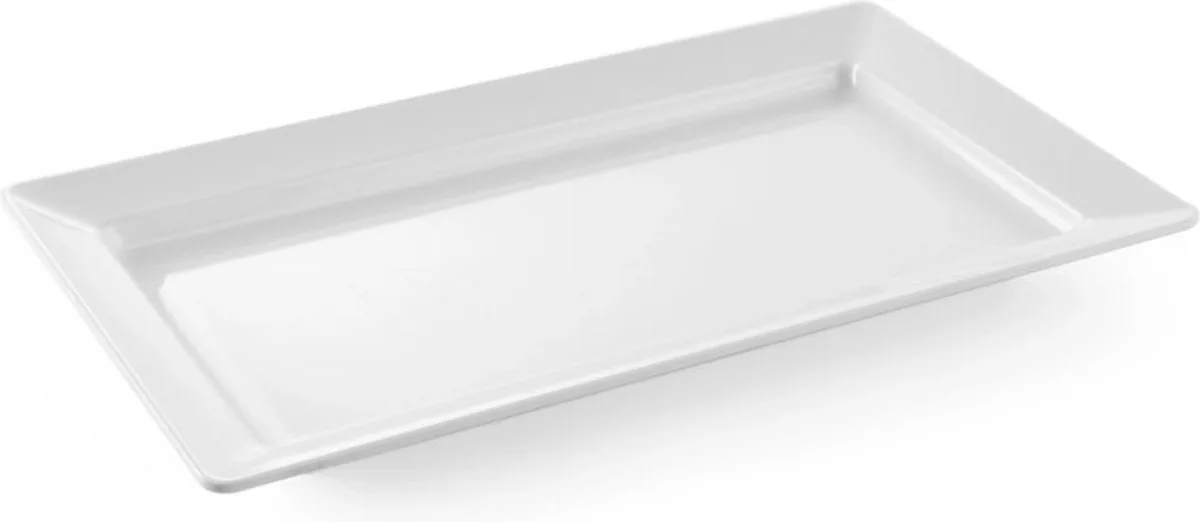Rechthoekig plateau – stootvast en lichtgewicht – 360x205x38 mm – vaatwasserbestendig fra Hendi i Hvid – produktbillede