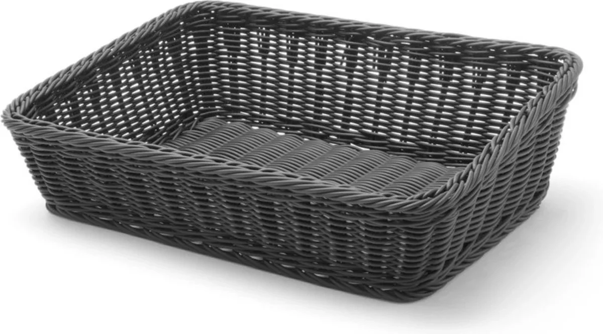 Rechthoekige broodmand – vaatwasmachinebestendig – 400x300x120 mm van Hendi in Zwart – productfoto