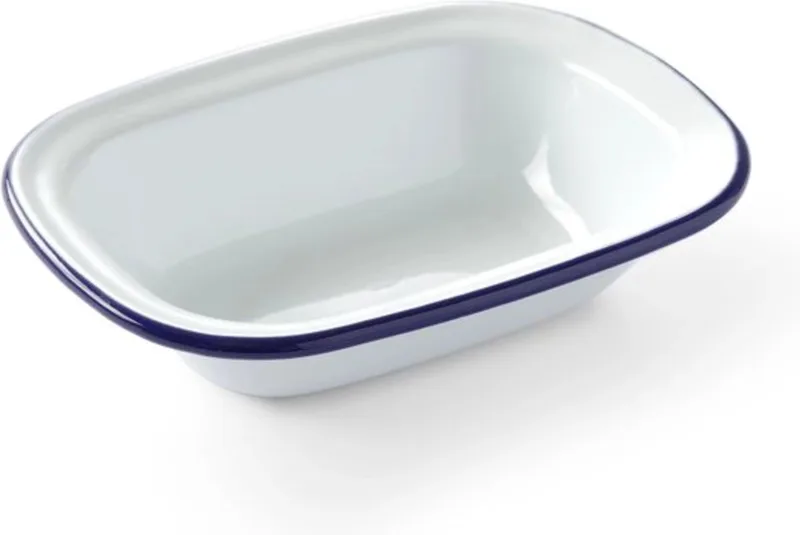 Rechthoekige schaal – geëmailleerd staal – 175x130 mm – stapelbaar – oven- en vaatwasmachinebestendig by Hendi in Blue, White – product photo