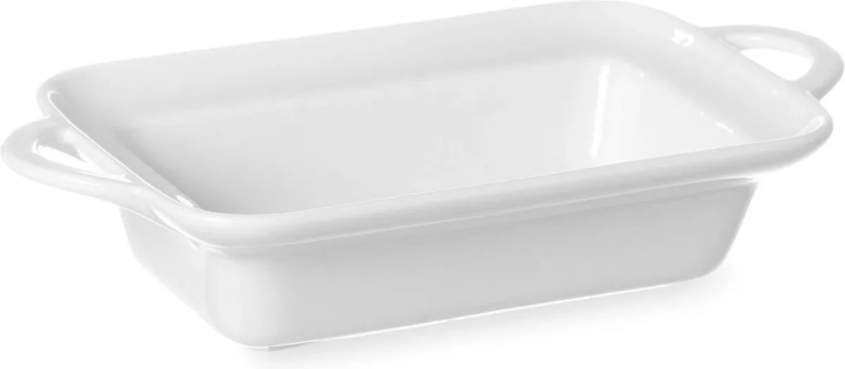 Rechthoekige tapasschaal – porselein – 0,25L – 236x126x48 mm – met handgrepen van Hendi in Wit – productfoto