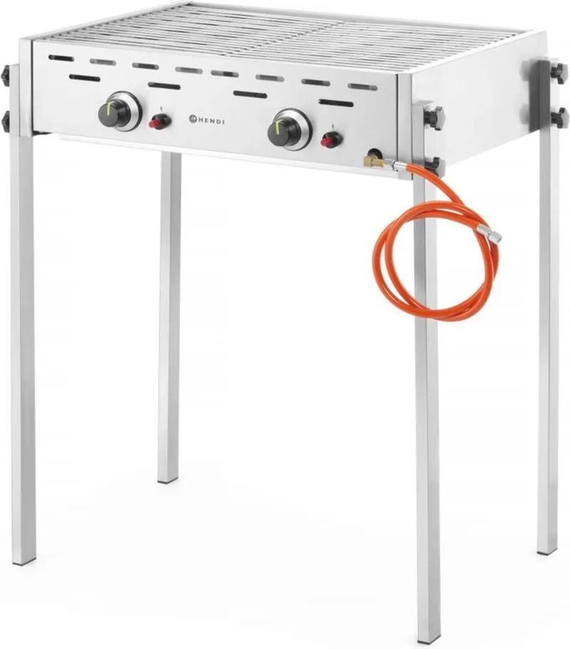 Roast-Master Pro gasbarbecue – 11,6kW – 2 branders – 790x560x900 mm – roestvast staal van Hendi in Wit – productfoto