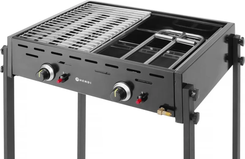 Roast-Master Pro gasgrill – dubbele branders – zwart – 11,6kW – 790x560x900 mm de Hendi en Steel – photo produit