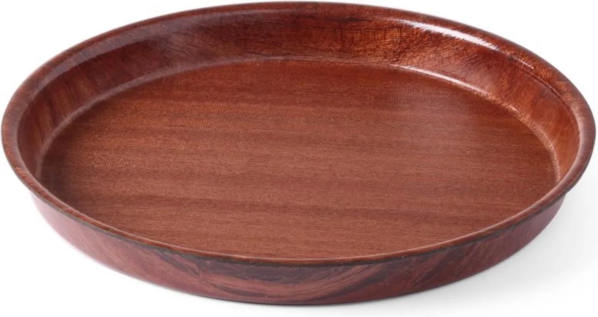 Rond dienblad – antislip – Ø 42 cm – hoge rand fra Hendi i Mahonie – produktbillede