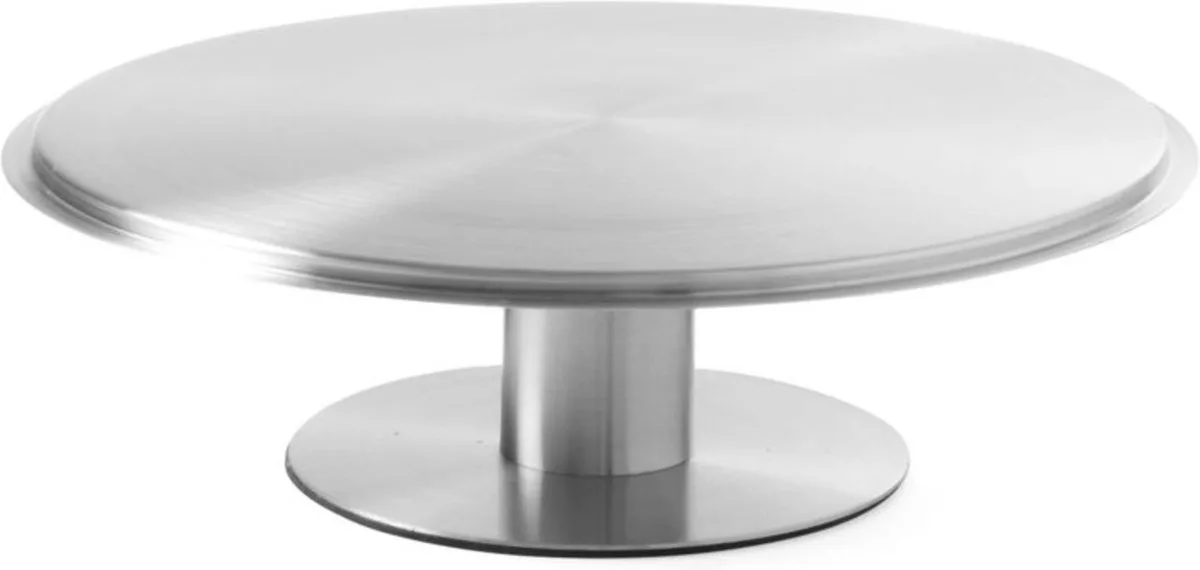Roterend taartplateau – roestvast staal – antislip basis – ⌀300x90 mm de Hendi en Argent – photo produit