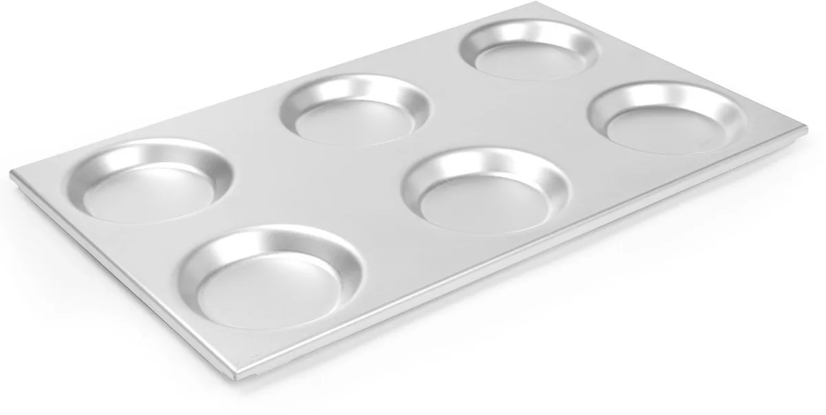Serie - Aluminium Bakplaat GN 1/1 met Ronde Vormen - 125mm - 530x325mm från Hendi i Silver – produktbild