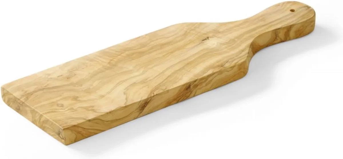 Serveerplank met handvat – olijfhout – ambachtelijk – 350x120x18 mm fra Hendi i Brun – produktbillede