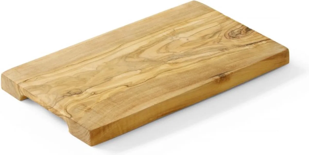 Serveerplank – Olijfhout – Handgemaakt – 250x150x18 mm – Unieke Textuur fra Hendi i Brun – produktbillede