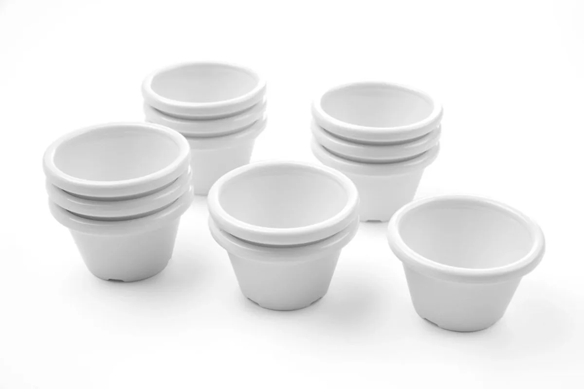Set van 12 ivoren ramekins – 0,045L – vaatwasmachinebestendig – ⌀60x(H)35mm de Hendi en Crème – photo produit