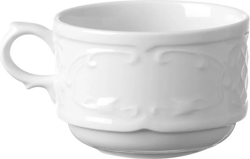 Set van 12 porseleinen koffiekopjes – versterkte randen – 0,18L – vaatwasmachinebestendig fra Hendi i Hvid – produktbillede
