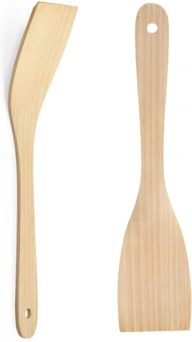 Set van 2 houten spatels – beukenhout – hittebestendig – ergonomisch – 320x70 mm de Hendi en Natuurlijk – photo produit