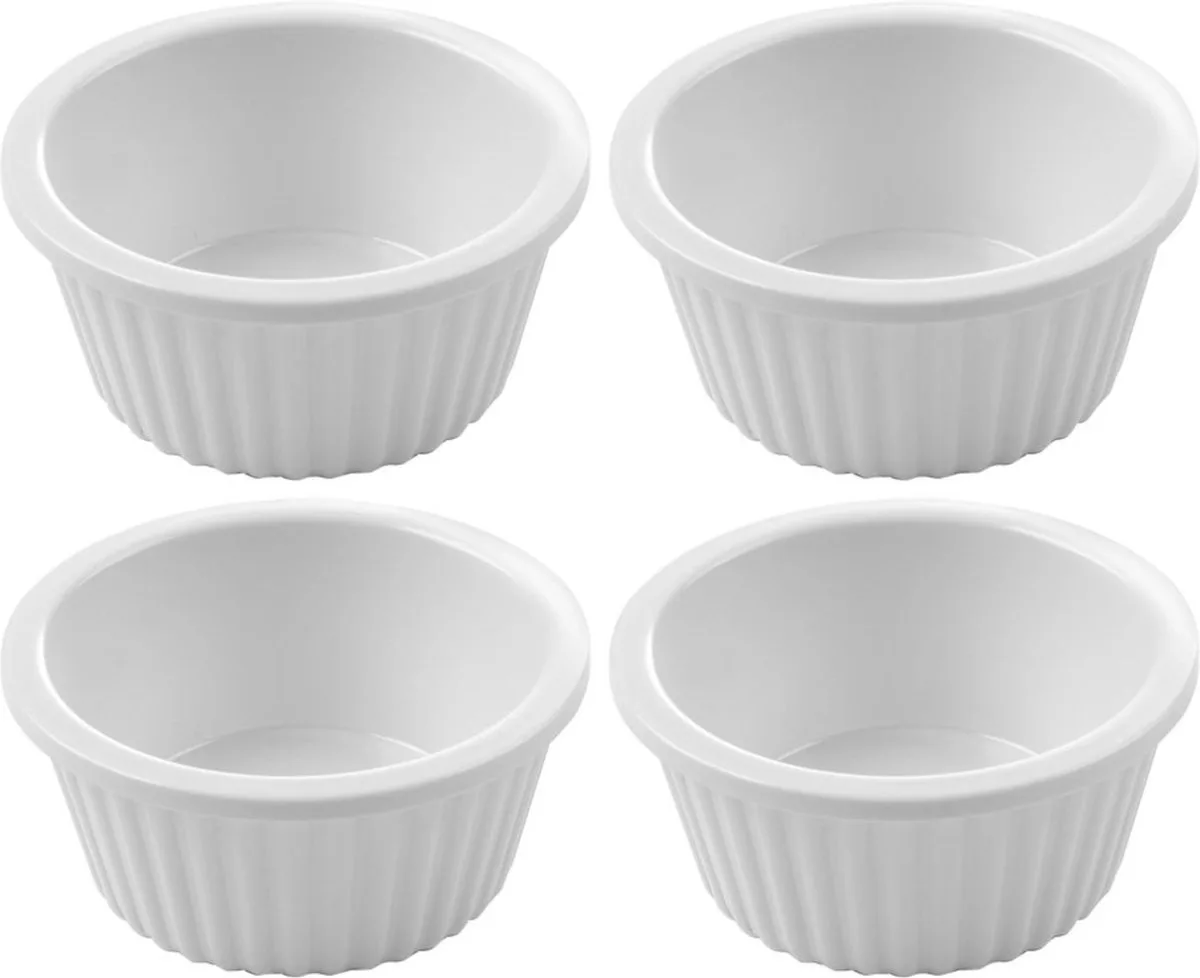Set van 4 geribbelde ramekins – 35 ml – stootvast en vaatwasserbestendig van Hendi in Crèmekleurig – productfoto