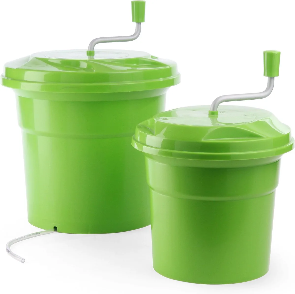 Slacentrifuge professioneel - kunststof (PP/ABS/nylon) - 25 liter - diameter 43 cm, hoogte 53 cm - naturel - drogen van sla en groenten in de horeca van Hendi in Groen – productfoto
