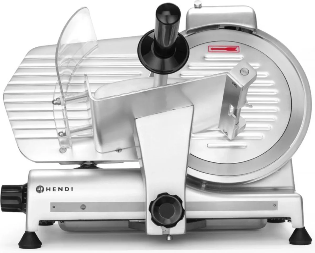 Snijmachine Profi Line – Hoog vermogen – Veiligheidsfuncties – 250 mm mes van Hendi in Rvs – productfoto