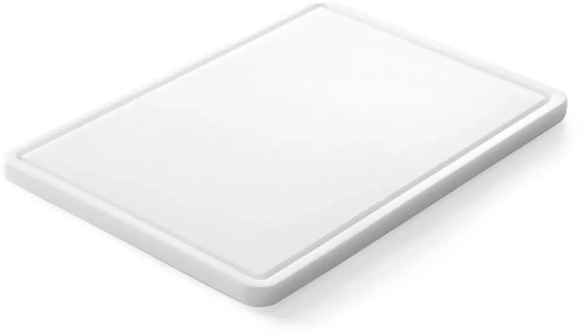Snijplank - polyethyleen met hoge dichtheid - met opvanggroef voor sappen - 355x250x(H)15 mm - universeel voor keuken en professioneel gebruik de Hendi en Blanc – photo produit